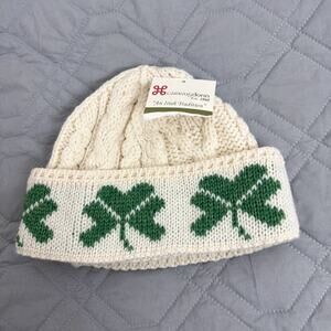 Carraigdonn Children's 100% Merino Wool Shamrock Beanie Hat Made In Ireland-Flaw